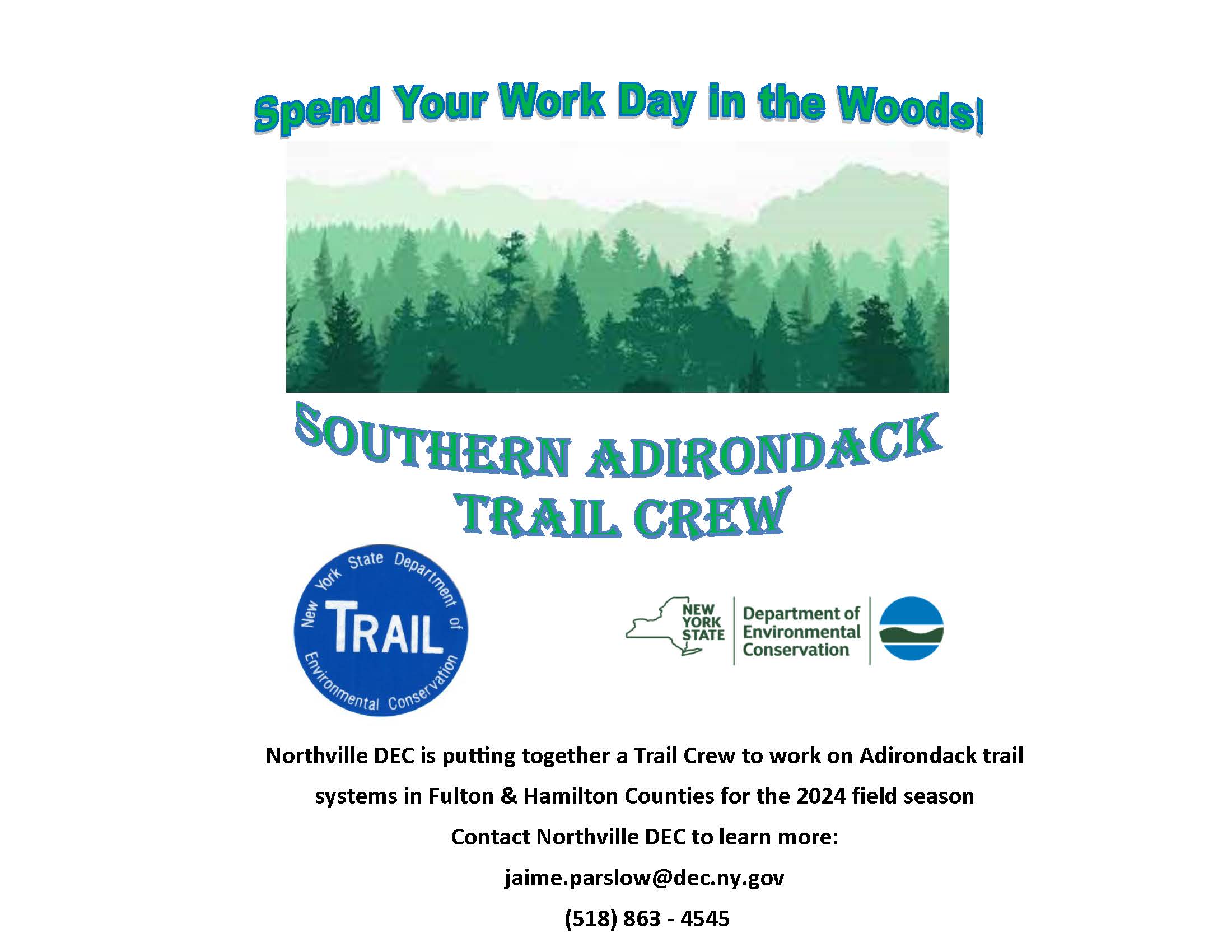 DEC Hiring a Southern Adirondack Trail Crew